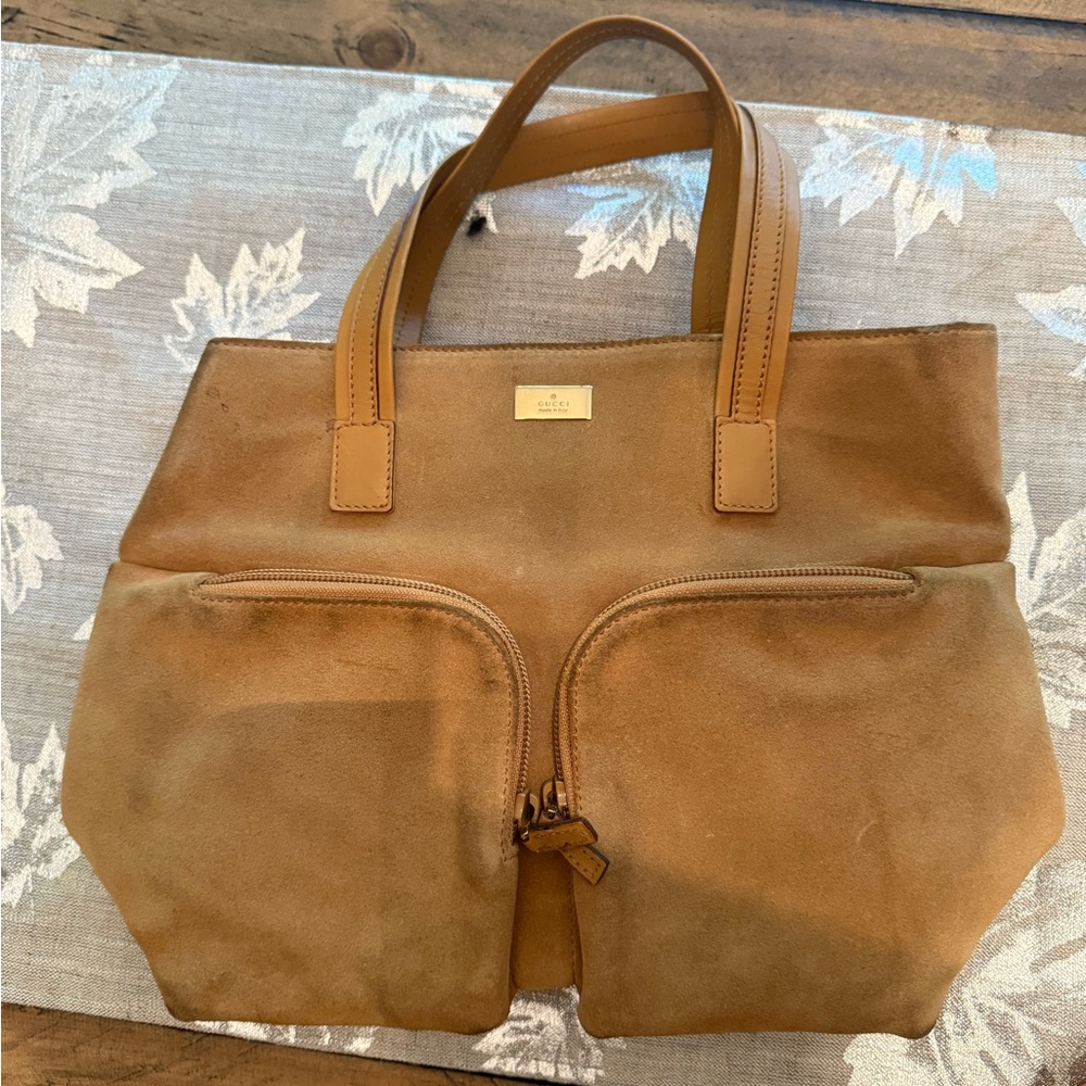Gucci Tan Suede Tote Bag
